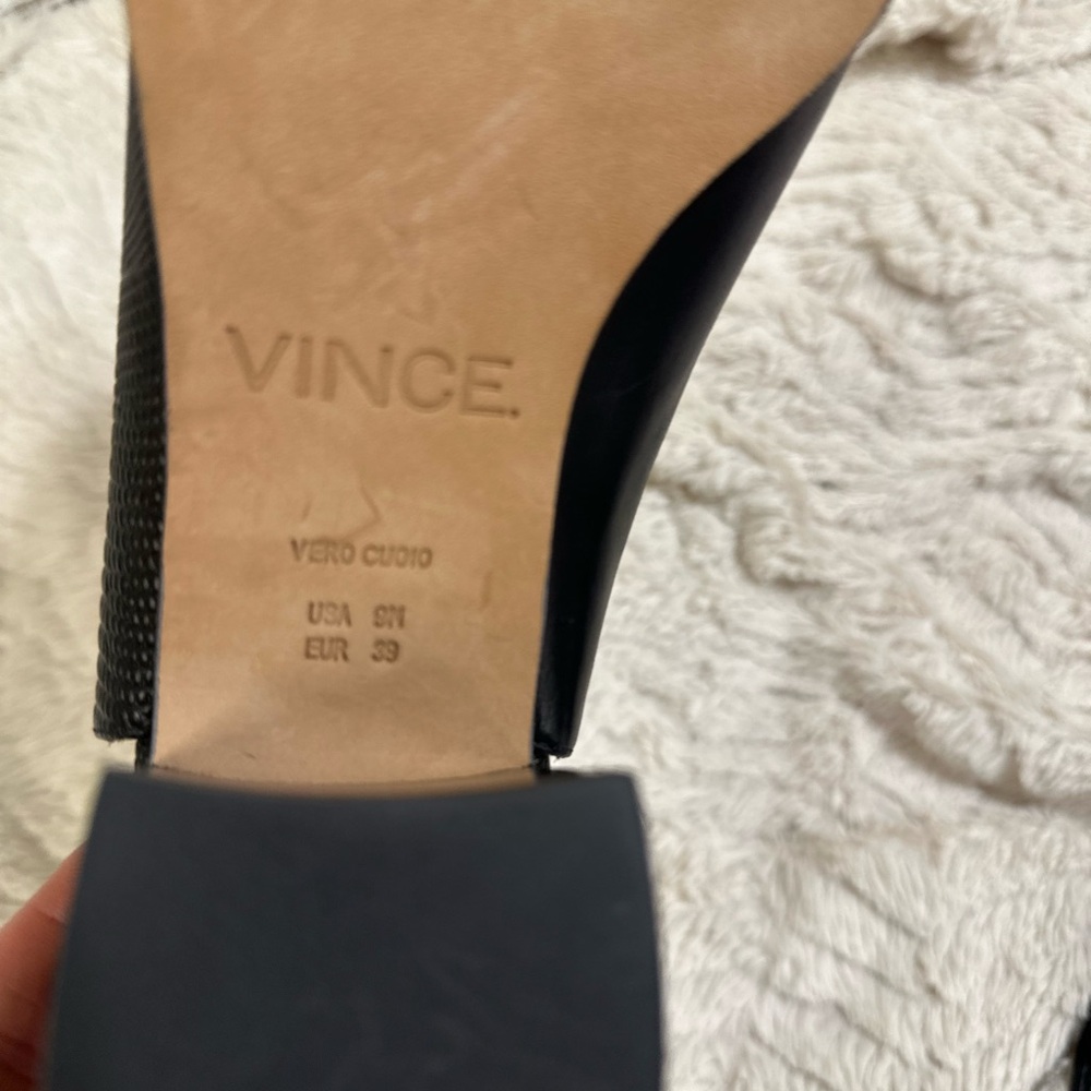 Vince Black Leather Mules with Block Heel - Picture 2 of 4